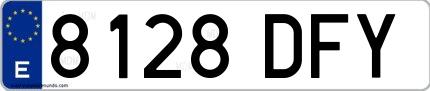 Ejemplo de matrícula española 8128 DFY