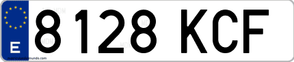 Ejemplo de matrícula de coche ordinaria 8128 KCF