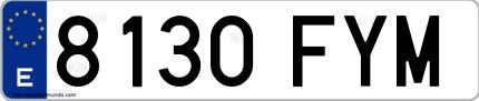 Ejemplo de matrícula española 8130 FYM