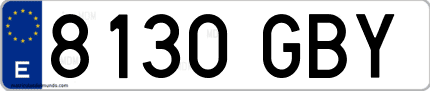 Ejemplo de matrícula de coche ordinaria 8130 GBY