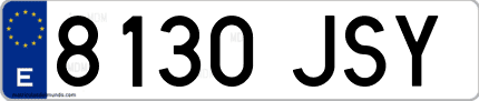 Ejemplo de matrícula de coche ordinaria 8130 JSY