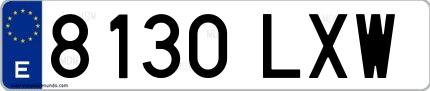 Ejemplo de matrícula española 8130 LXW