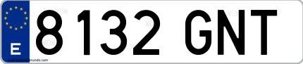 Ejemplo de matrícula española 8132 GNT