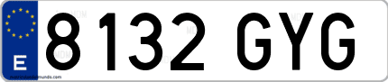 Ejemplo de matrícula de coche ordinaria 8132 GYG