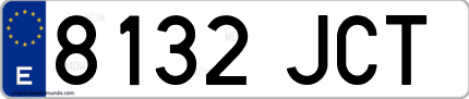 Ejemplo de matrícula de coche ordinaria 8132 JCT