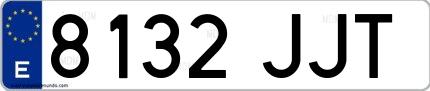Ejemplo de matrícula española 8132 JJT