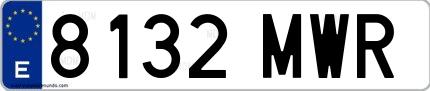 Ejemplo de matrícula española 8132 MWR