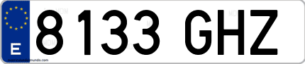 Ejemplo de matrícula de coche ordinaria 8133 GHZ