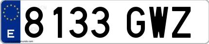 Ejemplo de matrícula española 8133 GWZ