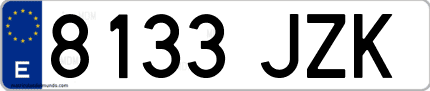 Ejemplo de matrícula de coche ordinaria 8133 JZK