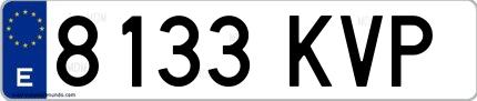 Ejemplo de matrícula española 8133 KVP