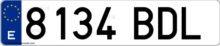 Ejemplo de matrícula de coche ordinaria 8134 BDL