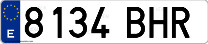 Ejemplo de matrícula de coche ordinaria 8134 BHR