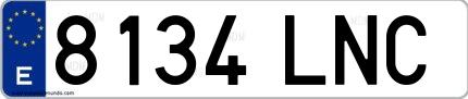 Ejemplo de matrícula española 8134 LNC