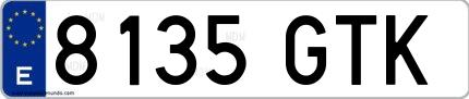 Ejemplo de matrícula española 8135 GTK