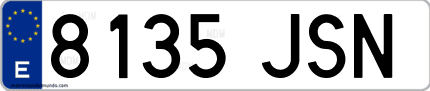 Ejemplo de matrícula de coche ordinaria 8135 JSN