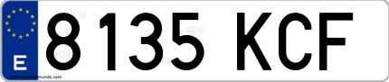 Ejemplo de matrícula española 8135 KCF