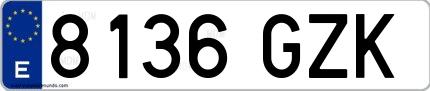 Ejemplo de matrícula española 8136 GZK