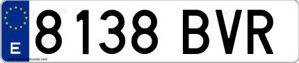 Ejemplo de matrícula española 8138 BVR