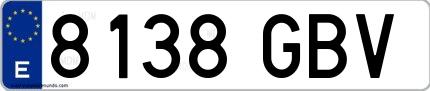 Ejemplo de matrícula española 8138 GBV
