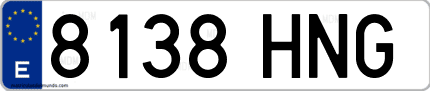 Ejemplo de matrícula de coche ordinaria 8138 HNG