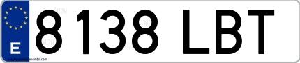 Ejemplo de matrícula española 8138 LBT