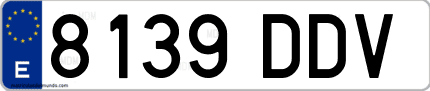 Ejemplo de matrícula de coche ordinaria 8139 DDV