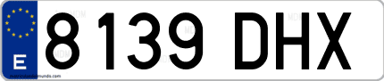 Ejemplo de matrícula de coche ordinaria 8139 DHX
