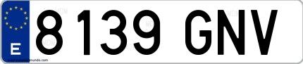 Ejemplo de matrícula española 8139 GNV