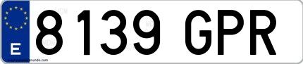 Ejemplo de matrícula española 8139 GPR