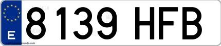 Ejemplo de matrícula española 8139 HFB