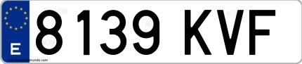 Ejemplo de matrícula española 8139 KVF