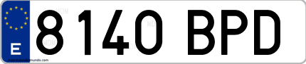 Ejemplo de matrícula de coche ordinaria 8140 BPD