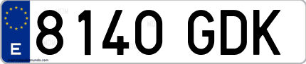 Ejemplo de matrícula de coche ordinaria 8140 GDK