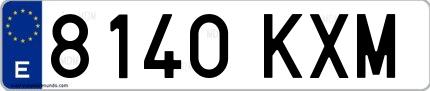 Ejemplo de matrícula española 8140 KXM