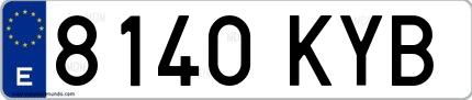 Ejemplo de matrícula española 8140 KYB