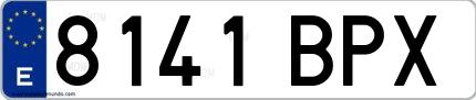 Ejemplo de matrícula española 8141 BPX