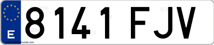 Ejemplo de matrícula de coche ordinaria 8141 FJV