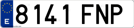 Ejemplo de matrícula de coche ordinaria 8141 FNP