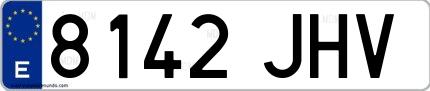 Ejemplo de matrícula española 8142 JHV