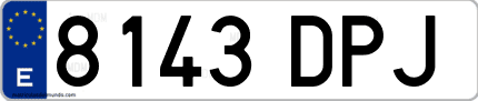 Ejemplo de matrícula de coche ordinaria 8143 DPJ