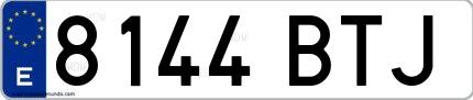 Ejemplo de matrícula española 8144 BTJ