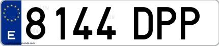 Ejemplo de matrícula española 8144 DPP