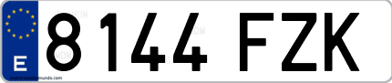 Ejemplo de matrícula de coche ordinaria 8144 FZK