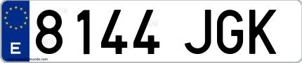 Ejemplo de matrícula española 8144 JGK