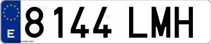 Ejemplo de matrícula de coche ordinaria 8144 LMH