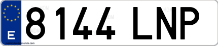 Ejemplo de matrícula de coche ordinaria 8144 LNP