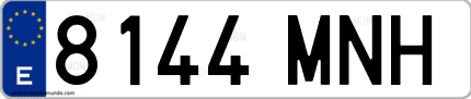 Ejemplo de matrícula de coche ordinaria 8144 MNH
