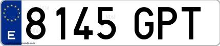 Ejemplo de matrícula española 8145 GPT