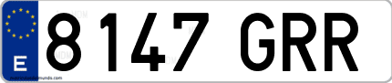 Ejemplo de matrícula de coche ordinaria 8147 GRR